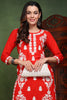 Red Viscose Rayon Solid Embroidered Chikankari Straight Kurta VCK9772RED