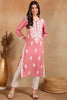 Pink Viscose Rayon Solid Embroidered Chikankari Straight Kurta VCK9776PNK