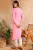 Pink Embroidered Rayon Straight Cut Kurta VCK9779PNK