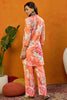 Orange Rayon Blend Floral Printed Straight Co-ords Sets VCORD1033