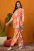 Orange Rayon Blend Floral Printed Straight Co-ords Sets VCORD1033