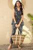 Blue Rayon Blend Ikkat Printed Co-ord Sets VCORD1036