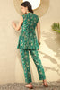 Teal Green Rayon Blend Ikkat Printed Co-ord Sets VCORD1037