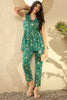 Teal Green Rayon Blend Ikkat Printed Co-ord Sets VCORD1037