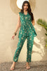 Teal Green Rayon Blend Ikkat Printed Co-ord Sets VCORD1037