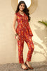 Orange Rayon Blend Ikkat Printed Co-ord Sets VCORD1038