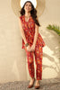 Orange Rayon Blend Ikkat Printed Co-ord Sets VCORD1038