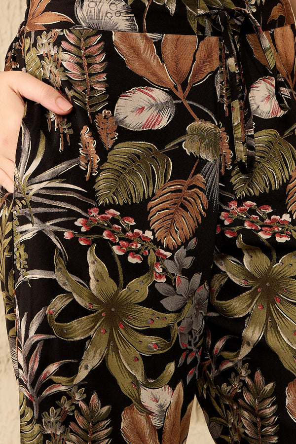 Black Rayon Blend Floral Printed Tunic With Palazzo Co-ord Sets VCORD1052