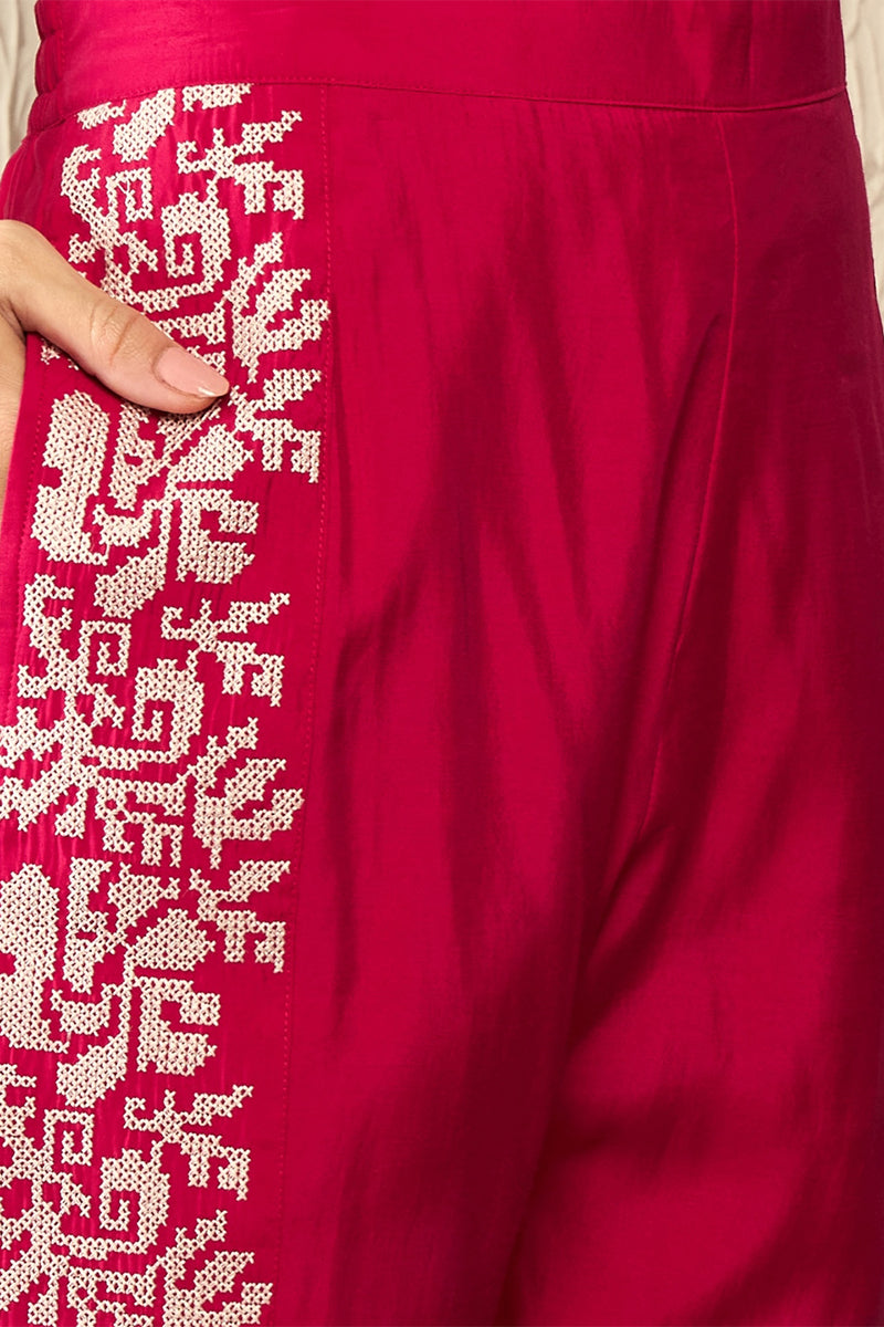 Pink Silk Blend Solid Embroidered Regular Coord Sets SETVCORD1096 (M To 3XL Set)