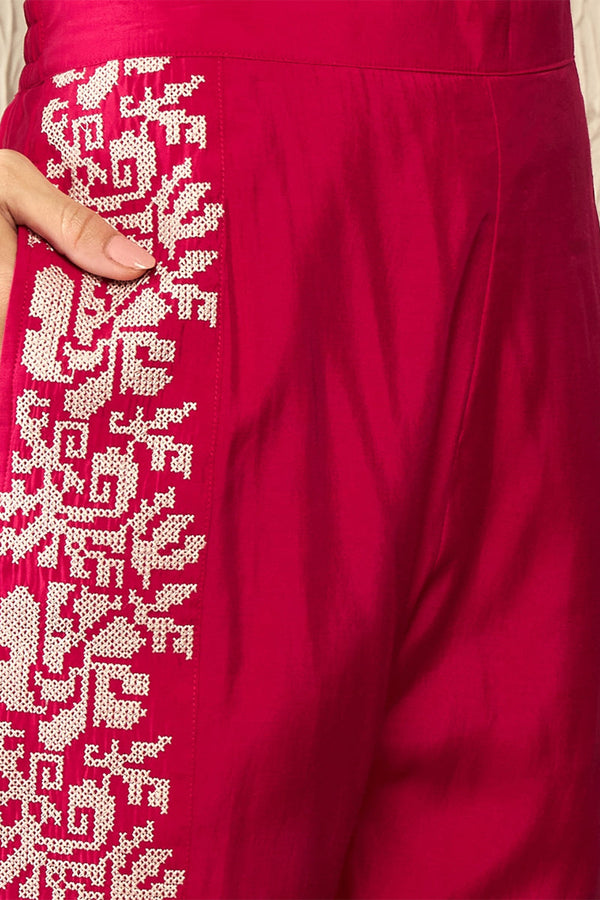 Pink Silk Blend Solid Embroidered Regular Coord Sets SETVCORD1096 (M To 3XL Set)