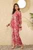 Red Rayon Blend Floral Printed Co-Ord Set VCORD1110