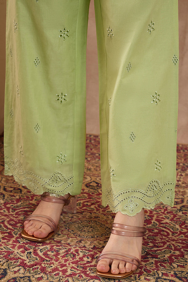 Green Pure Cotton Embroidered Scalloped Coord Sets VCORD1137