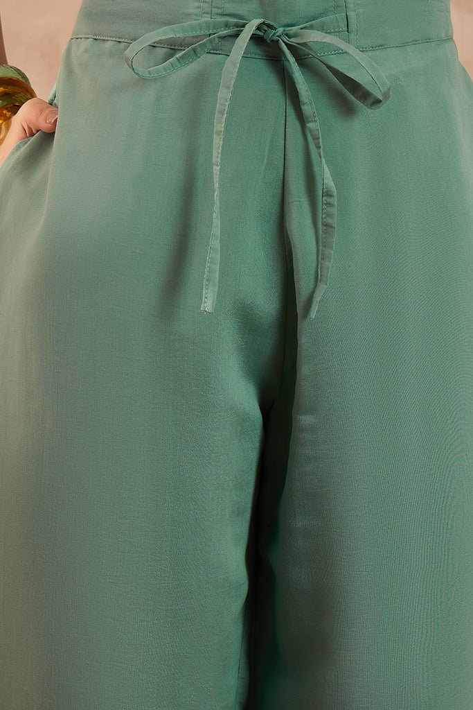 Blue Silk Blend Embroidered Straight Coord Sets VCORD1141