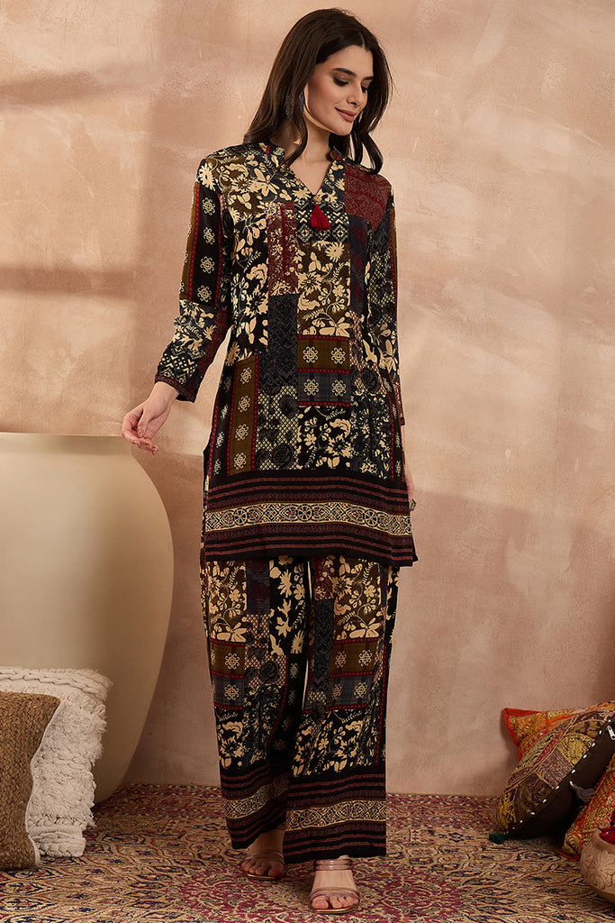 Multi Viscose Rayon Printed Straight Coord Sets VCORD1198
