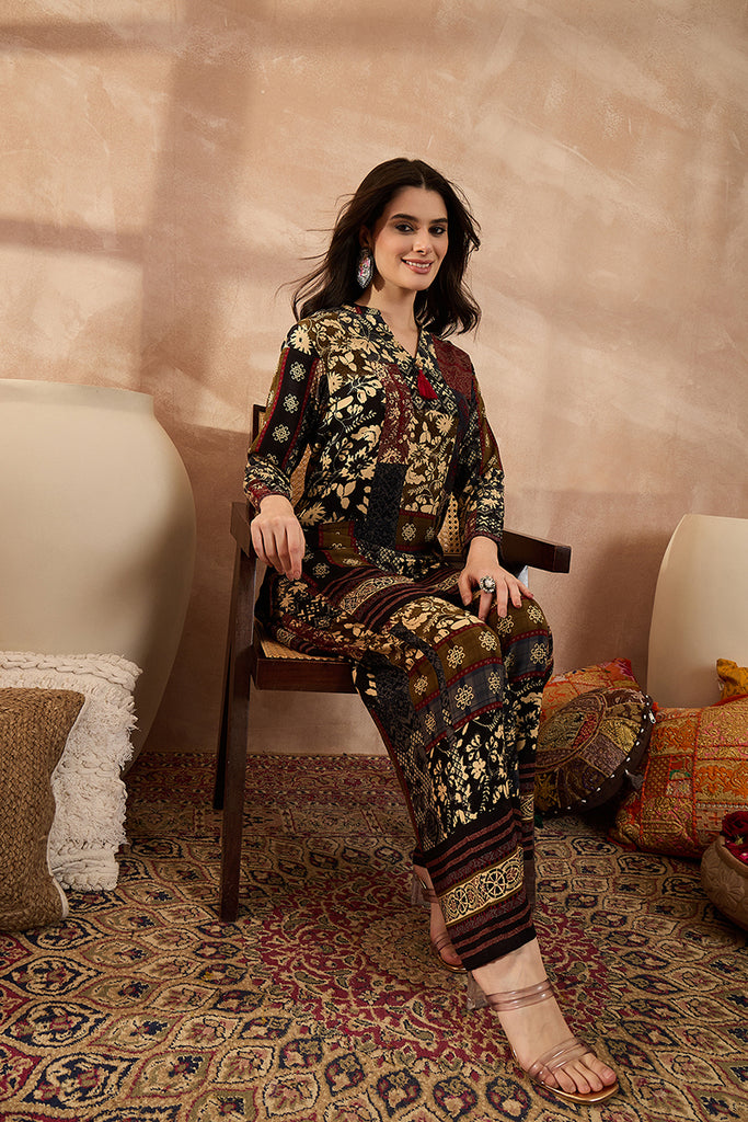 Multi Viscose Rayon Printed Straight Coord Sets VCORD1198