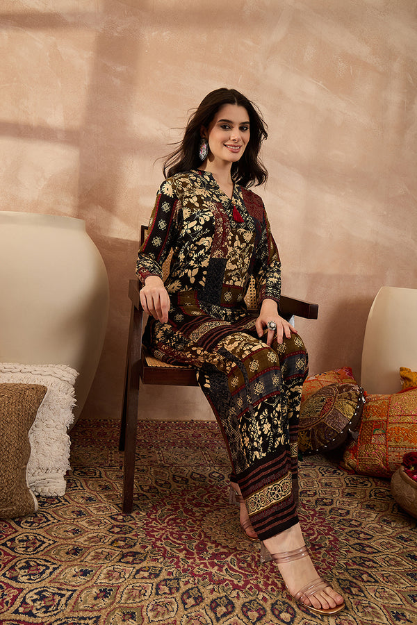 Multi Viscose Rayon Printed Straight Coord Sets VCORD1198