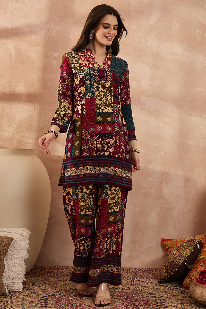 Multi Viscose Rayon Printed Straight Coord Sets VCORD1200