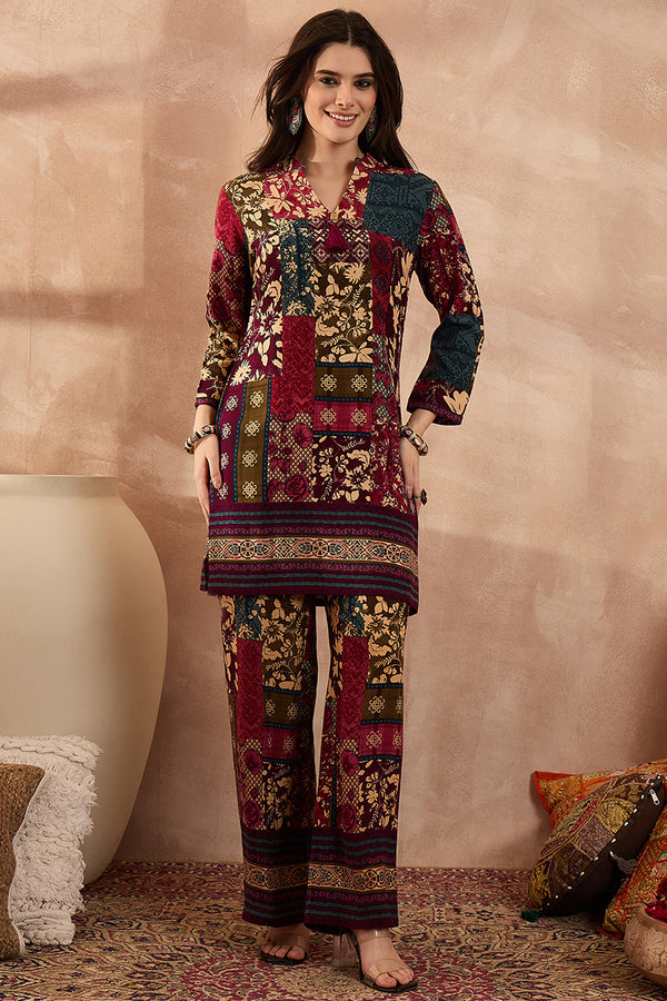 Multi Viscose Rayon Printed Straight Coord Sets VCORD1200