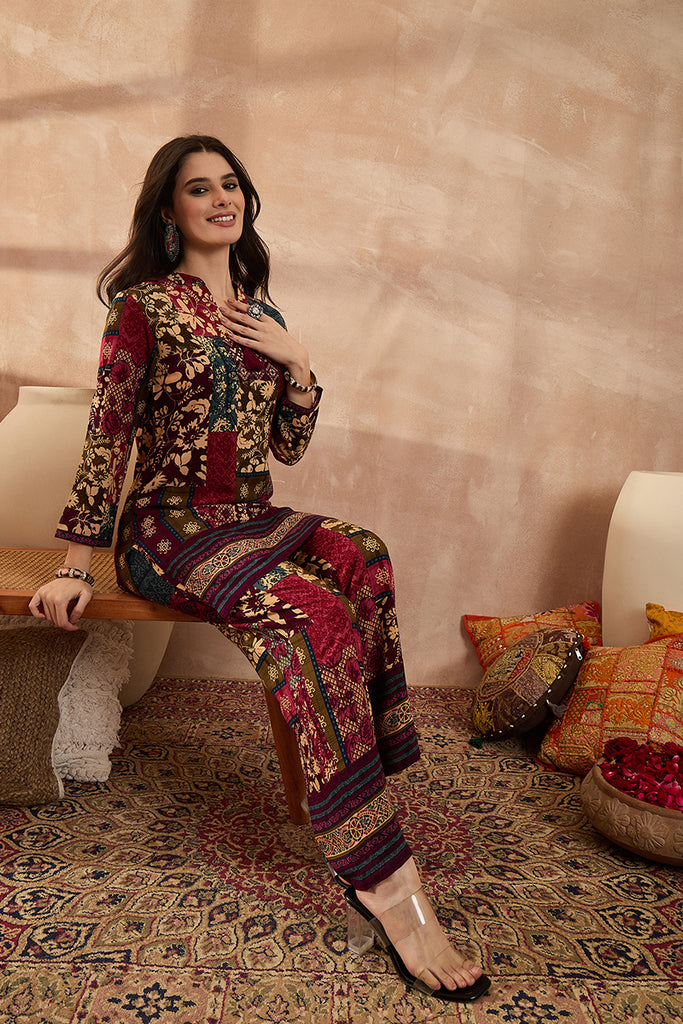 Multi Viscose Rayon Printed Straight Coord Sets VCORD1200