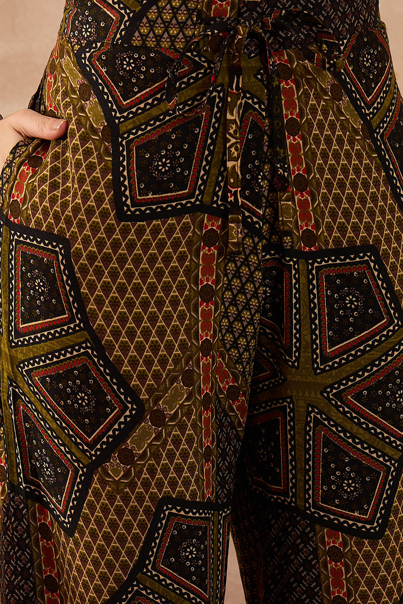 Green Viscose Rayon Printed Straight Coord Sets VCORD1201