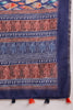 Blue Linen Blend Abstract Printed Saree With Blouse Piece VFSAR1004