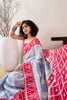 Blue Linen Blend Ikat Printed Saree With Blouse Piece VFSAR1007