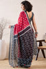 Red Linen Blend Ikat Printed Saree With Blouse Piece VFSAR1019