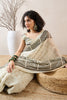 Off White Linen Blend Geometric Printed Saree With Blouse Piece VFSAR1021