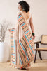 Off White Linen Blend Geometric Printed Saree With Blouse Piece VFSAR1026