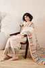 Off White Linen Blend Geometric Printed Saree With Blouse Piece VFSAR1026