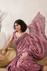 Mauve Linen Blend Geometric Printed Saree With Blouse Piece VFSAR1031