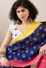 Blue Linen Blend Ikat Printed Saree With Blouse Piece VFSAR1034