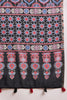 Black Linen Blend Ajrak Printed Saree With Blouse Piece VFSAR1035