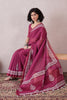 Pink Linen Dabu Printed Saree With Blouse Piece VFSAR1043