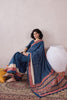 Blue Linen Bandhani Printed Saree With Blouse Piece VFSAR1046