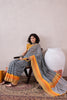 Grey Linen Ikat Printed Saree With Blouse Piece VFSAR1057