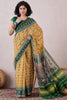 Cream Linen Patola Printed Saree With Blouse Piece VFSAR1059