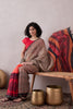 Brown Linen Ethnic Motifs Printed Saree With Blouse Piece VFSAR1061