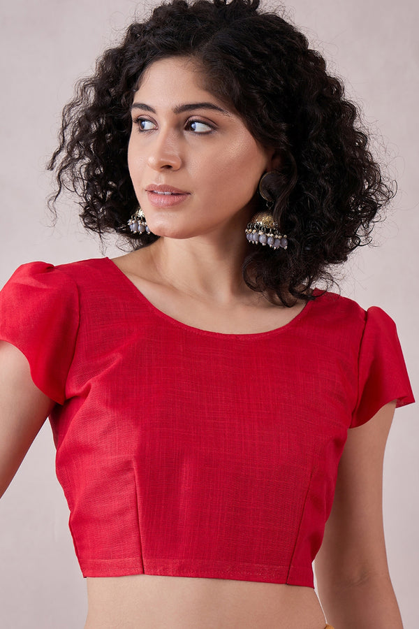 Brown Linen Ethnic Motifs Printed Saree With Blouse Piece VFSAR1061