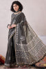 Grey Linen Dabu Printed Saree With Blouse Piece VFSAR1062