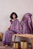 Purple Linen Geometric Printed Saree With Blouse Piece VFSAR1063