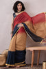 Multi Linen Kalamkari Printed Saree With Blouse Piece VFSAR1064