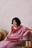 Red Linen Geometric Printed Saree With Blouse Piece VFSAR1067