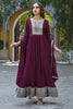 Magenta Georgette Solid Yoke Design Sequined Anarkali Kurta dupatta Set VKSET1480