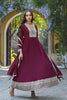 Magenta Georgette Solid Yoke Design Sequined Anarkali Kurta dupatta Set VKSET1480
