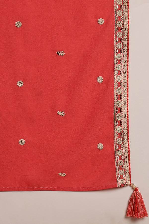 Pink Georgette Embroidered Thread Work Flared Kurta Set VKSET1487