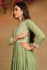 Green Georgette Embroidered Thread Work Flared Kurta Set VKSET1491