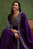 Violet Silk Blend Solid Embroidered Anarkali Gown With Dupatta VKSET1522