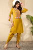 Mustard Yellow Embroidered Viscose Rayon Straight Dhoti Pant Bottom Kurta Set VKSET1524