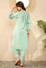 Sea Green Viscose Rayon Solid Embroidered Straight Salwar Kurta Set VKSET1528